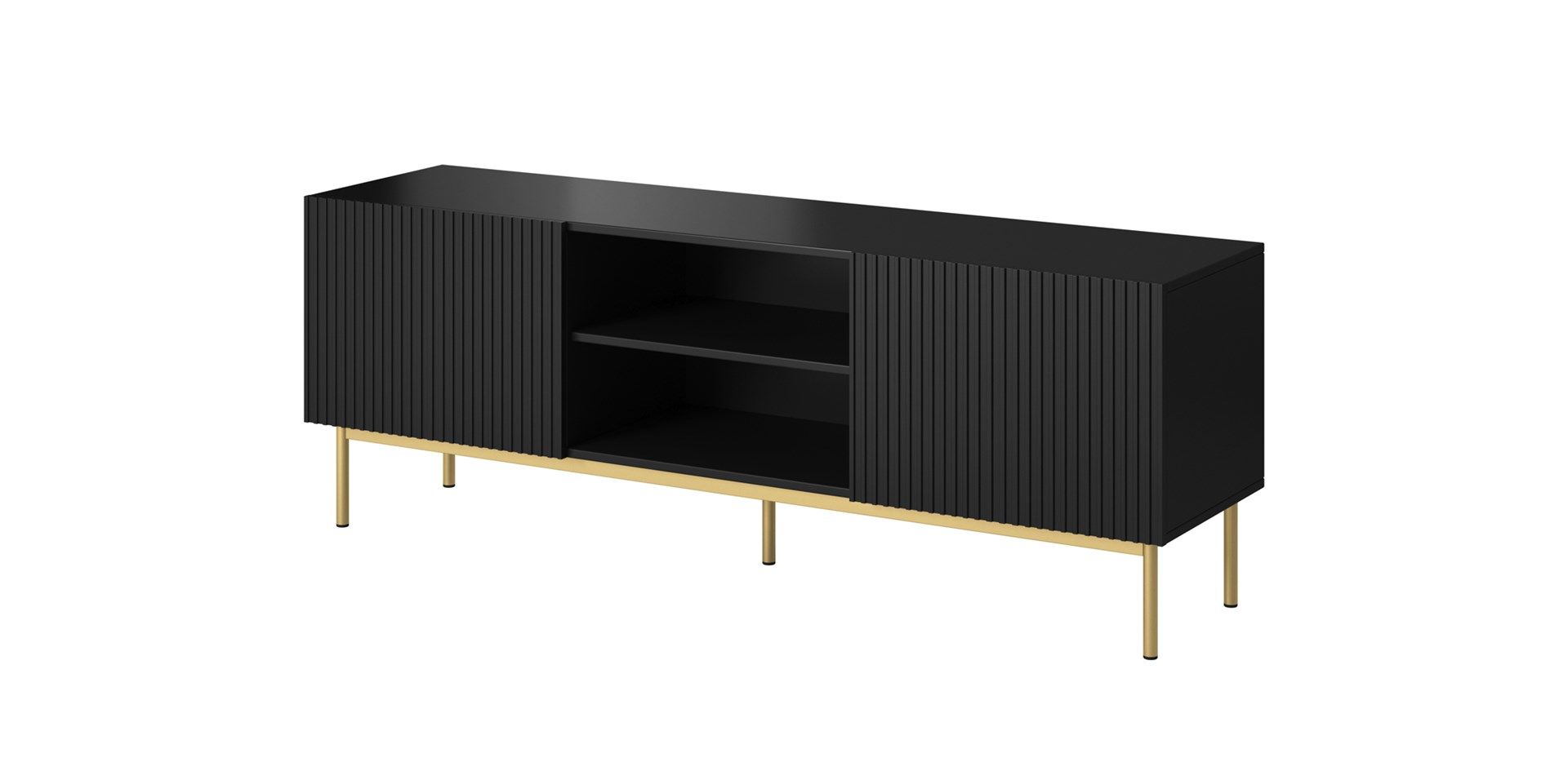 PAFOS RTV cabinet on golden steel frame 150x40x60 cm matte black_1