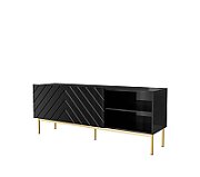 ABETO RTV cabinet on golden steel frame 150x42x60 black/gloss black_1