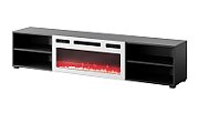 RTV cabinet POLO 180x33x39 black + fireplace white_1