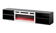 RTV cabinet POLO 180x33x39 black + fireplace white_2