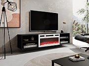RTV cabinet POLO 180x33x39 black + fireplace white_4