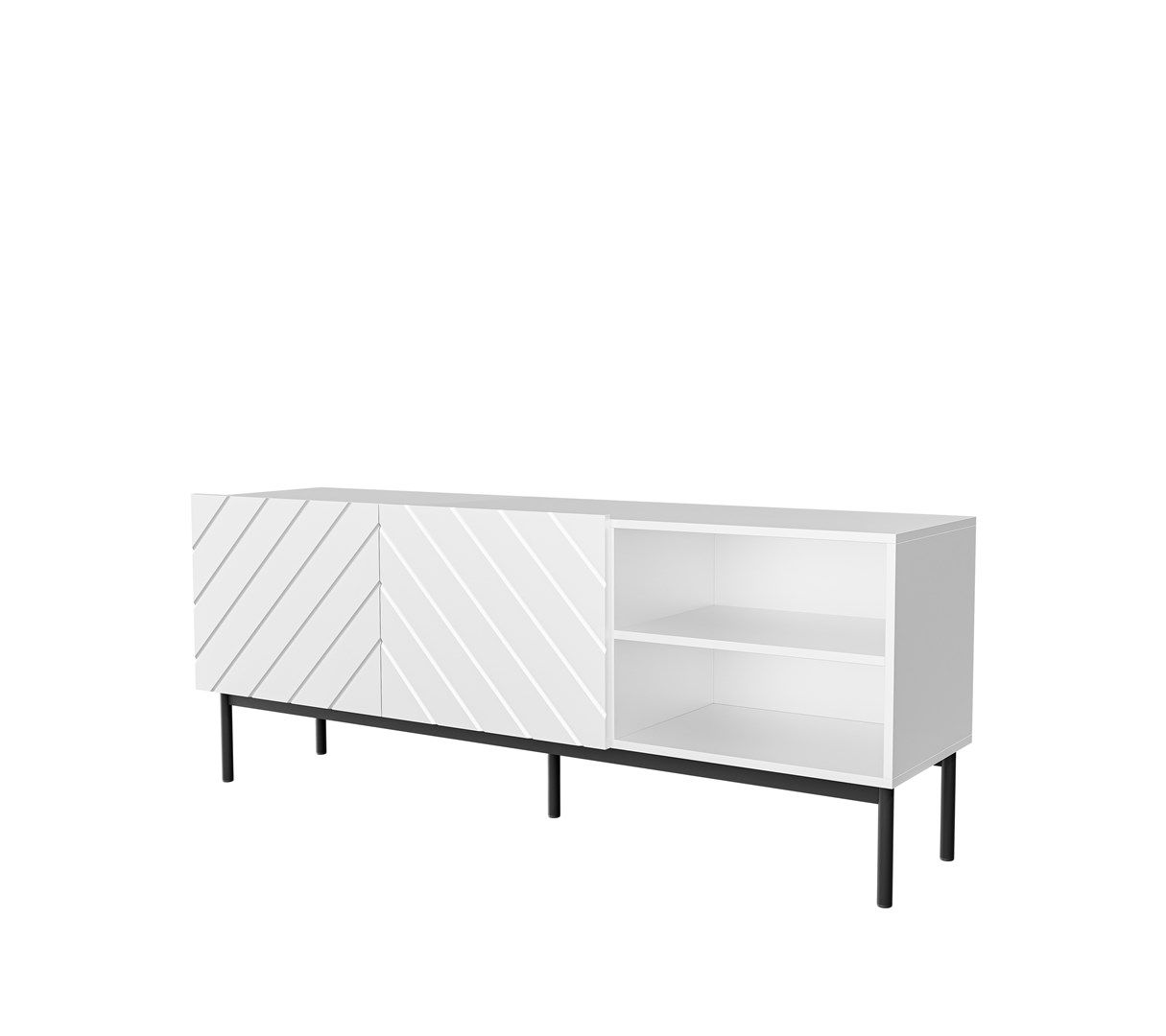 ABETO RTV cabinet on black steel frame 150x42x60 cm white/gloss white_1