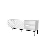 ABETO RTV cabinet on black steel frame 150x42x60 cm white/gloss white_1