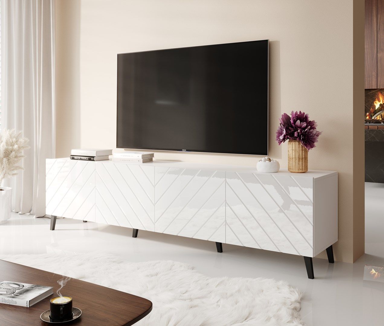 RTV cabinet ABETO 200x42x52 white/gloss white_3