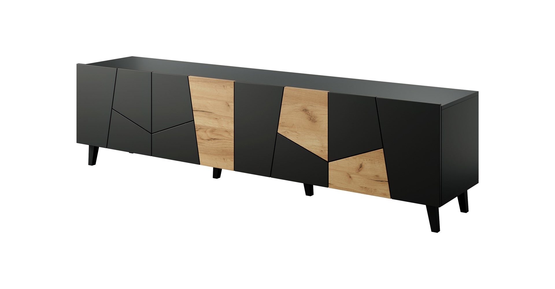 RTV cabinet ETNA 200x42x52 black matt + oak craft_1