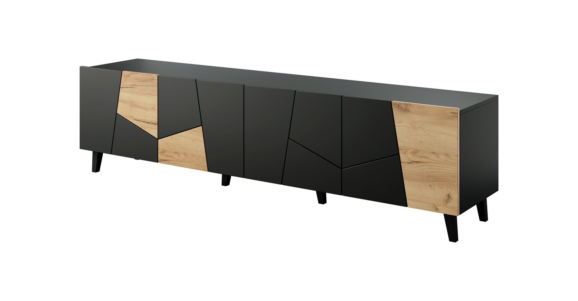RTV cabinet ETNA 200x42x52 black matt + oak craft_3