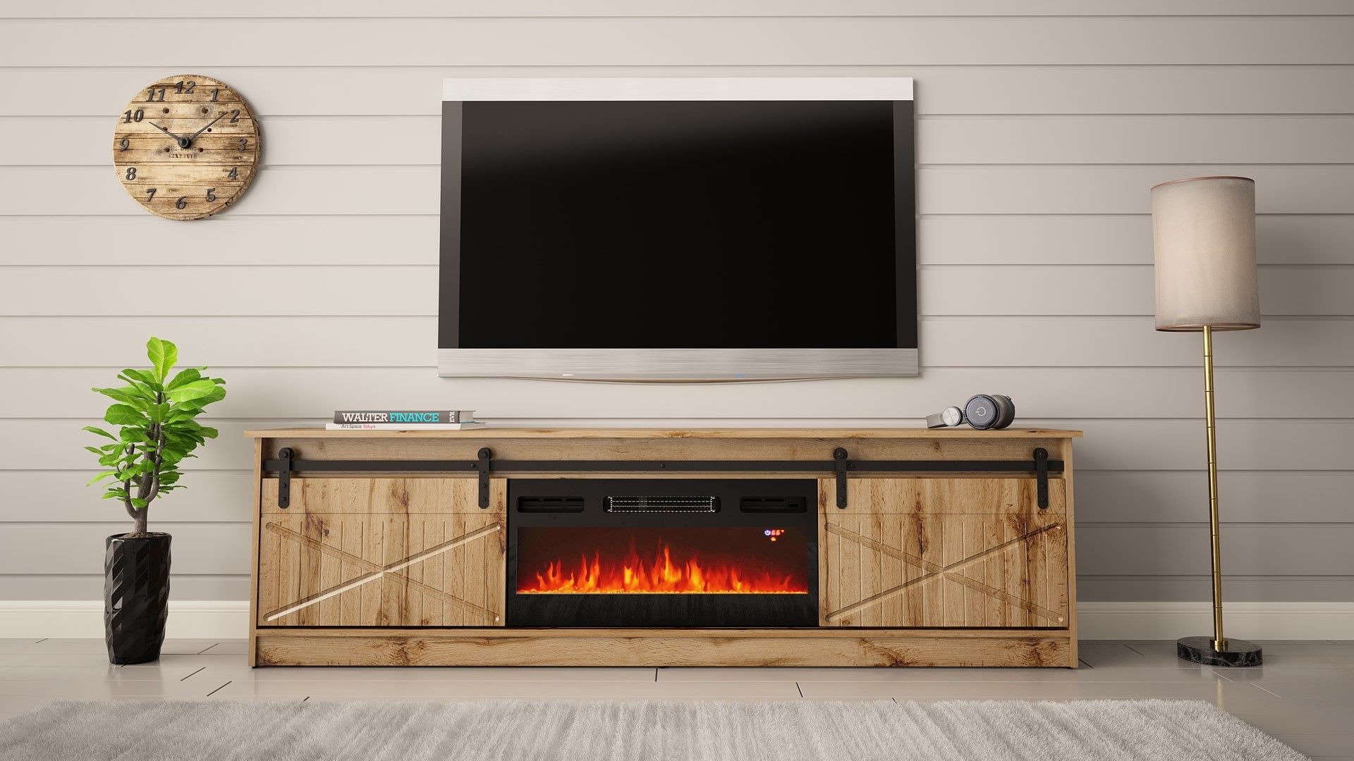 RTV GRANERO + fireplace cabinet 200x56.7x35 oak wotan_3