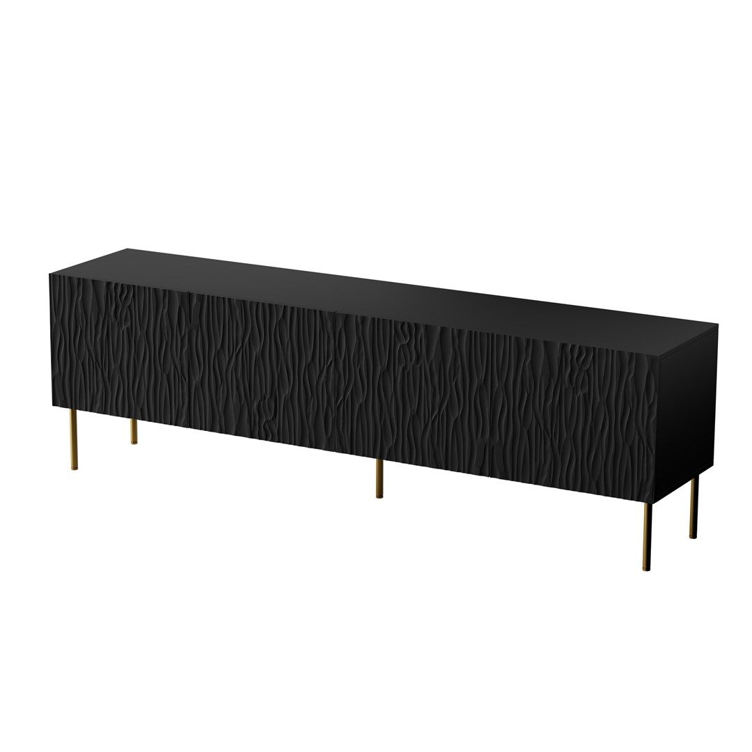 RTV JUNGLE cabinet 190x40.5x59.5 black matt + golden legs_1