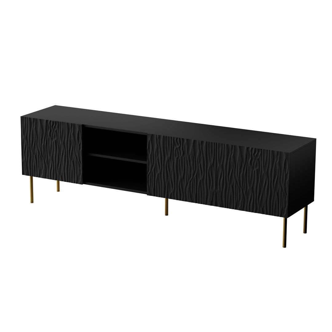 RTV JUNGLE cabinet 190x40.5x59.5 black matt + golden legs_2