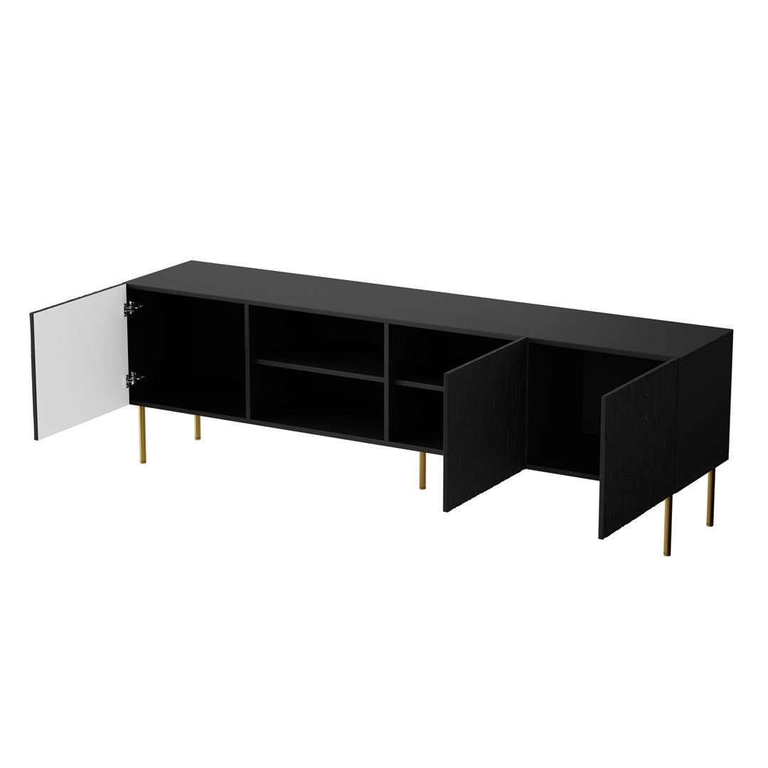 RTV JUNGLE cabinet 190x40.5x59.5 black matt + golden legs_3