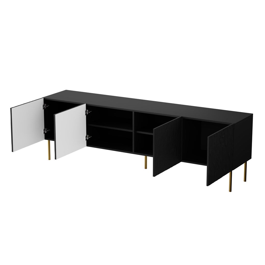 RTV JUNGLE cabinet 190x40.5x59.5 black matt + golden legs_4