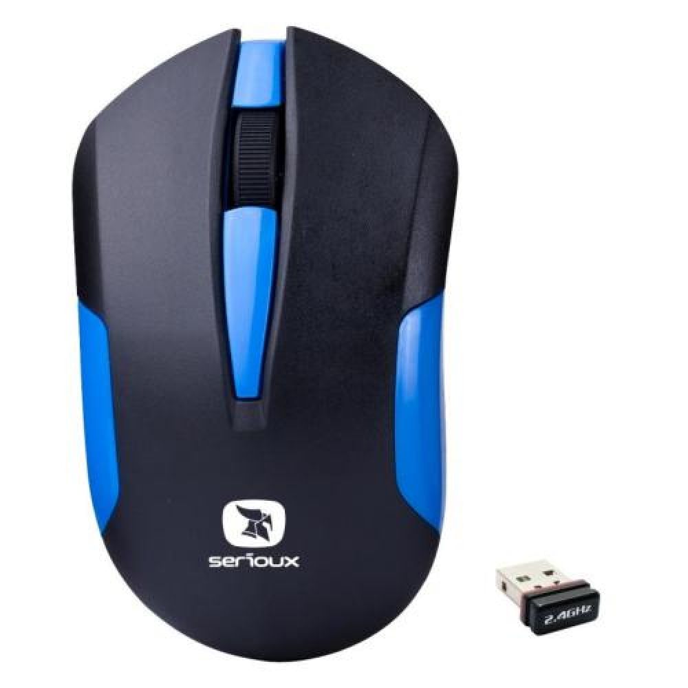 Mouse Serioux wireless, Drago 300, 1000dpi, albastru, baterie AA inclusa, receptor nano, blister, USB_1