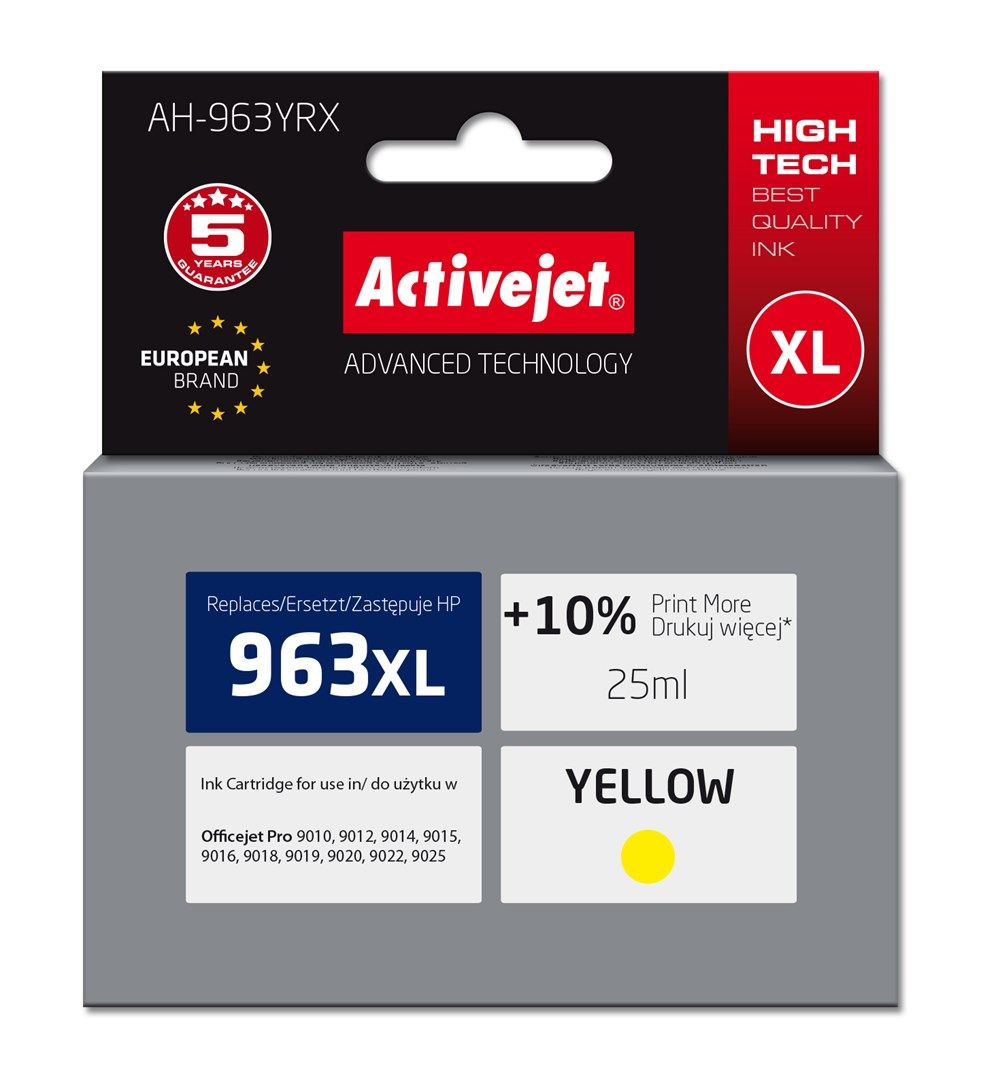 Activejet AH-963YRX Ink (replacement for HP 963XL 3JA29AE; Premium; 1760 pages; 25 ml  yellow)_1