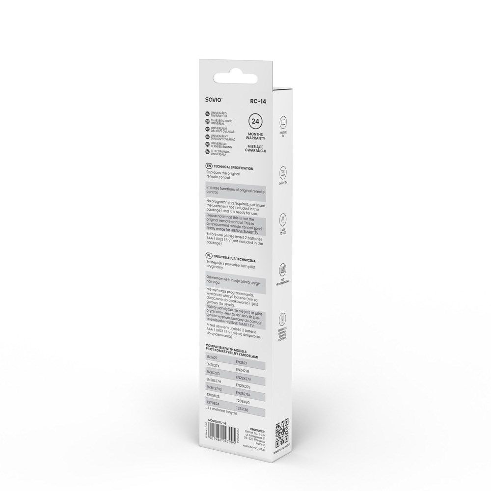 SAVIO RC-14 Universal remote control/replacement for HISENSE  SMART TV_2