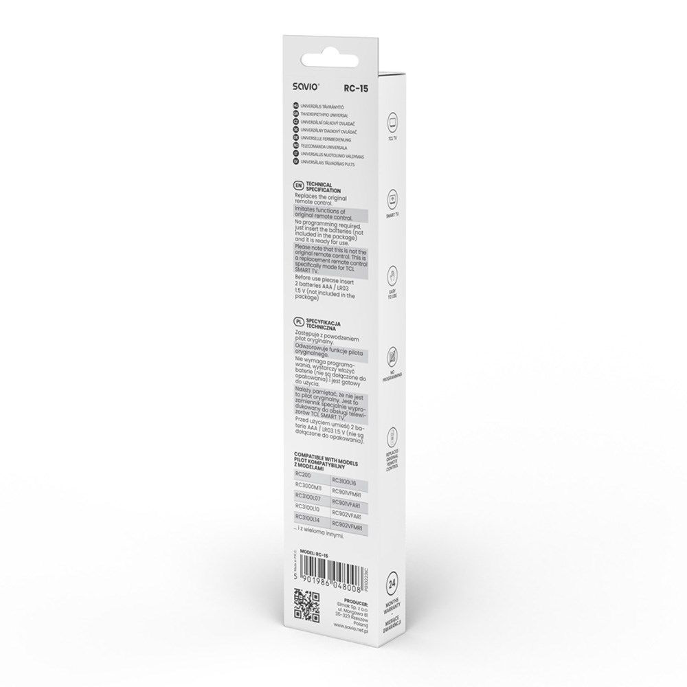 SAVIO RC-15 universal remote control/replacement for TCL   SMART TV_2