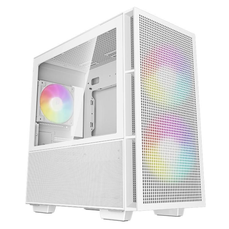 CARCASA DeepCool  CH360 WH , Mini Tower, ATX, fara sursa, 3xfan, USB 3.2 gen 1 x 1, USB 2.0 x 2, audio, PSU shroud, 4 sloturi expansiune, iluminare ARGB, alb,  R-CH360-WHAPE3-G-1  (timbru verde 0.24lei)