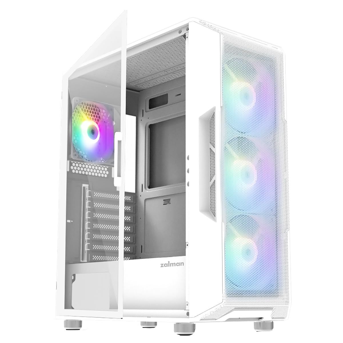 CARCASA Zalman  i3 Neo , middle tower, gaming, fara sursa, suporta 8xfan, 4xfan inclus, , USB 3.1 gen1 x 2, USB 2.0 x 1, audio+mic, 7 sloturi expansiune, alb,  i3 NEO ARGB White  (timbru verde 0.32lei)