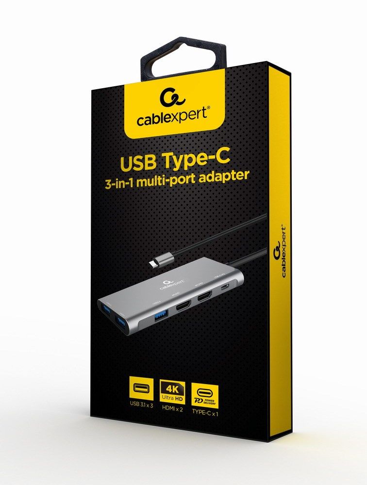 Gembird A-CM-COMBO3-03 USB Type-C 3-in-1 multi-port adapter (Hub + HDMI + PD)_4