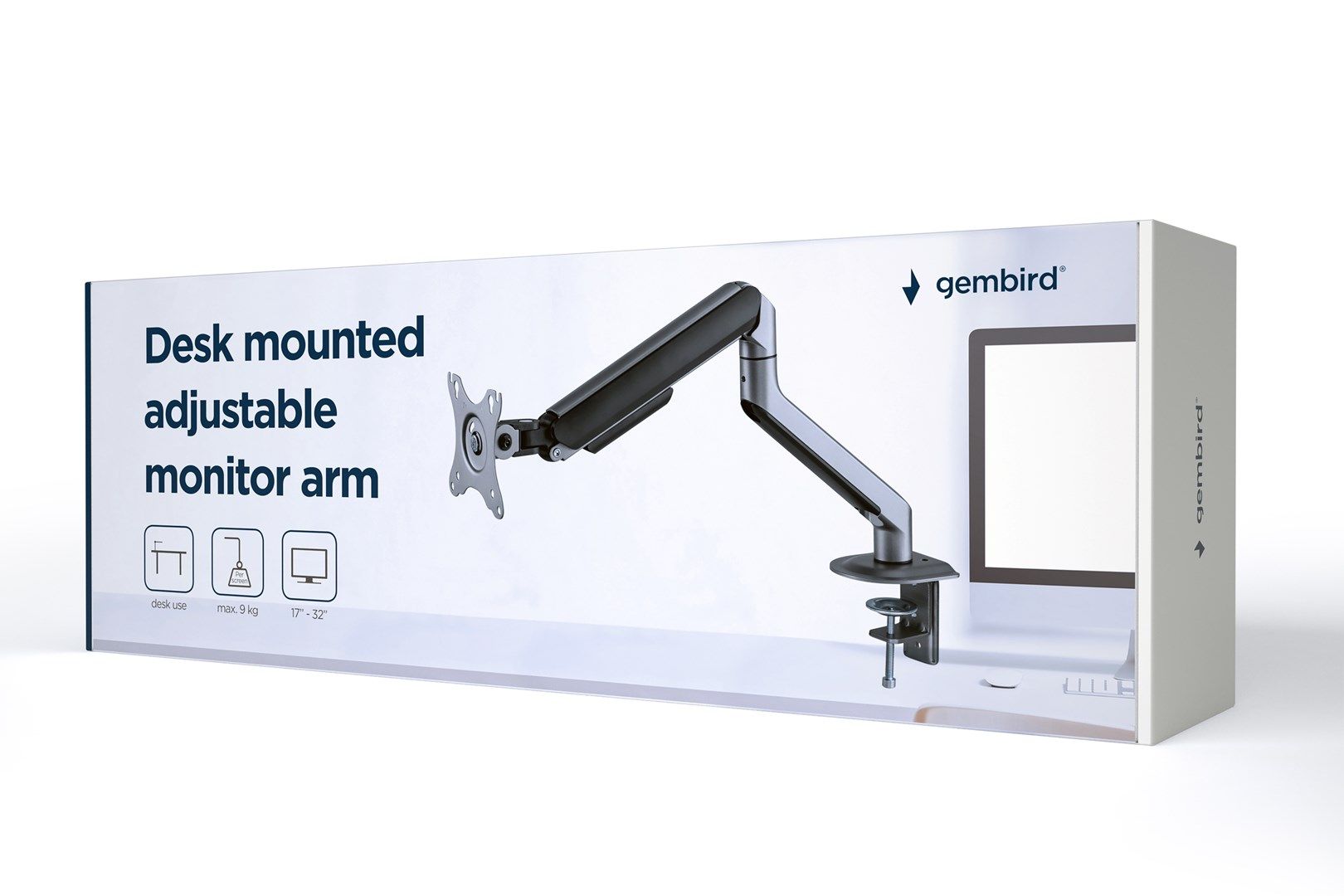 Gembird MA-DA1-05 Desk mounted adjustable monitor arm  17”-32”  up to 9 kg  space grey_14