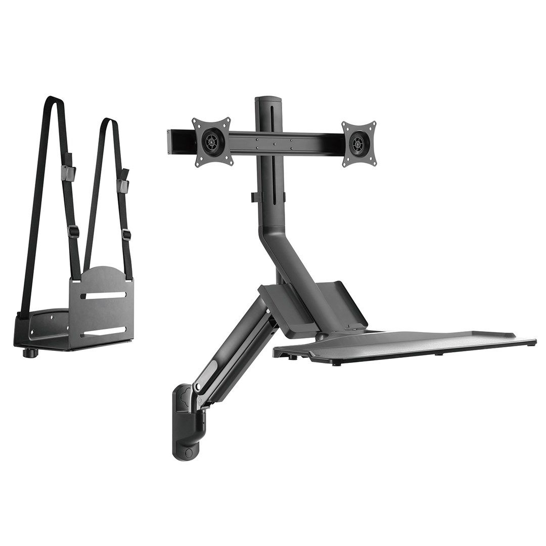 Maclean Dual Monitor & Keyboard Wall Mount  Gas Spring with Computer Mount  for 17 ~27  Monitors  MC-633 for_1