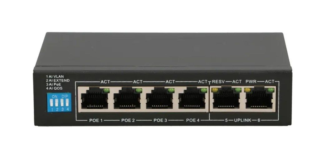 Extralink PoE Switch EUROS V2 4x 100Mb/s PoE/PoE+  2x RJ45 Uplink 100Mb/s  60W_1