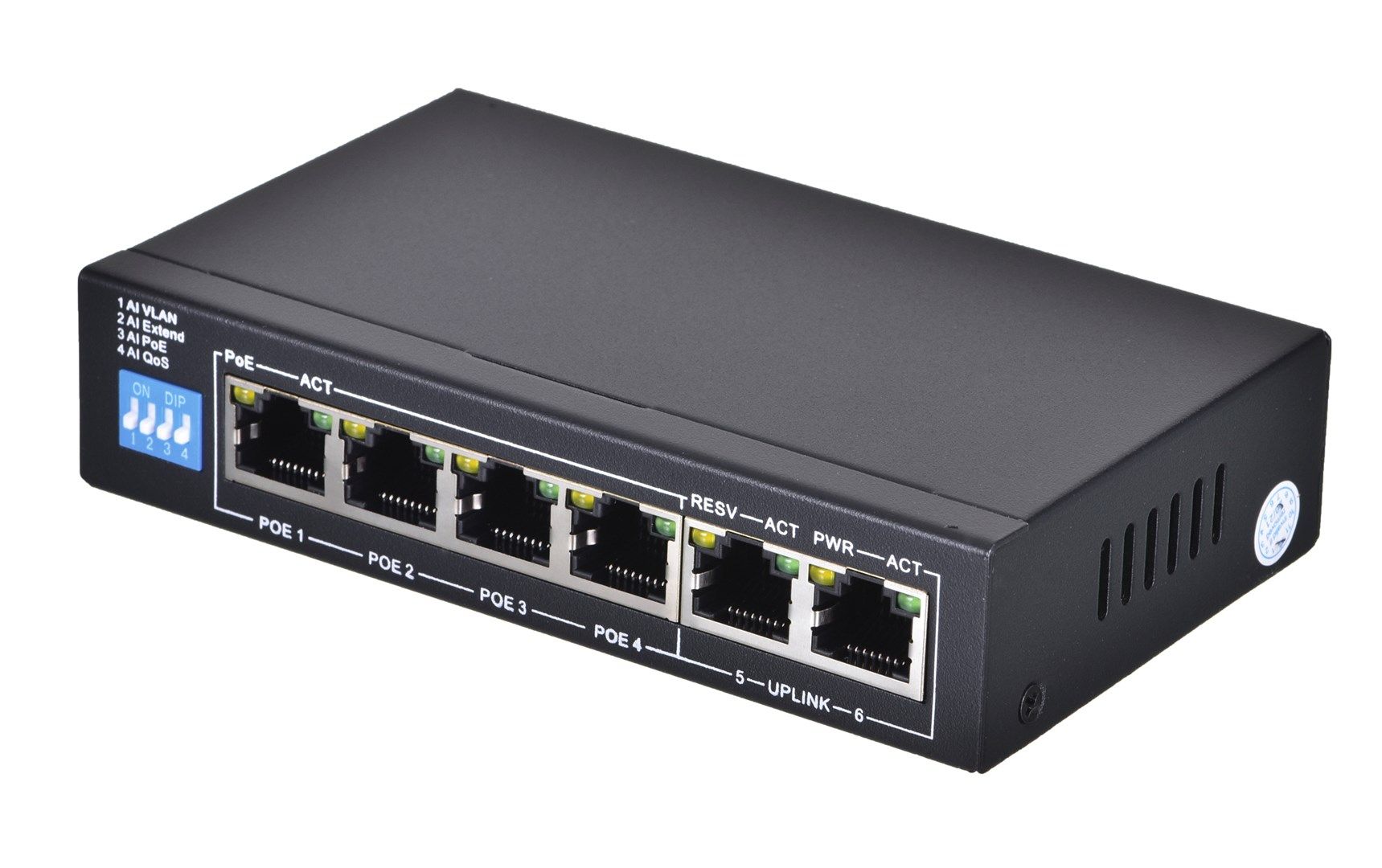 Extralink PoE Switch EUROS V2 4x 100Mb/s PoE/PoE+  2x RJ45 Uplink 100Mb/s  60W_5