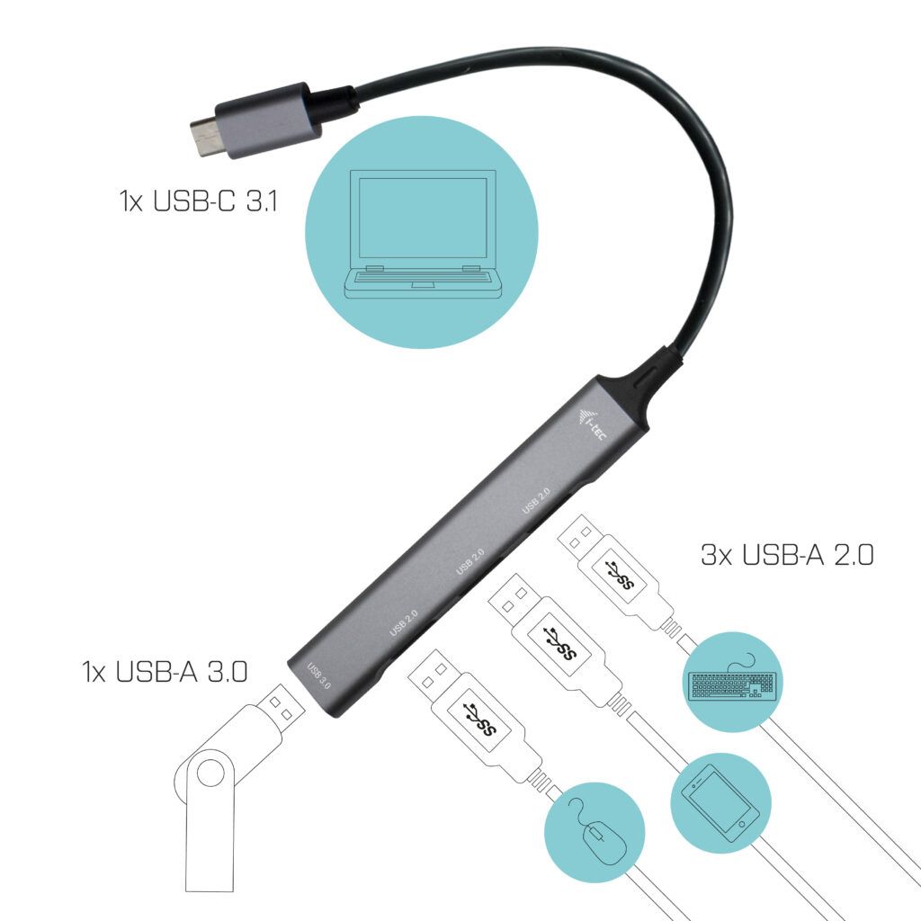 USB-C METAL HUB 1X USB 3.0 + 3X/USB 2.0_3