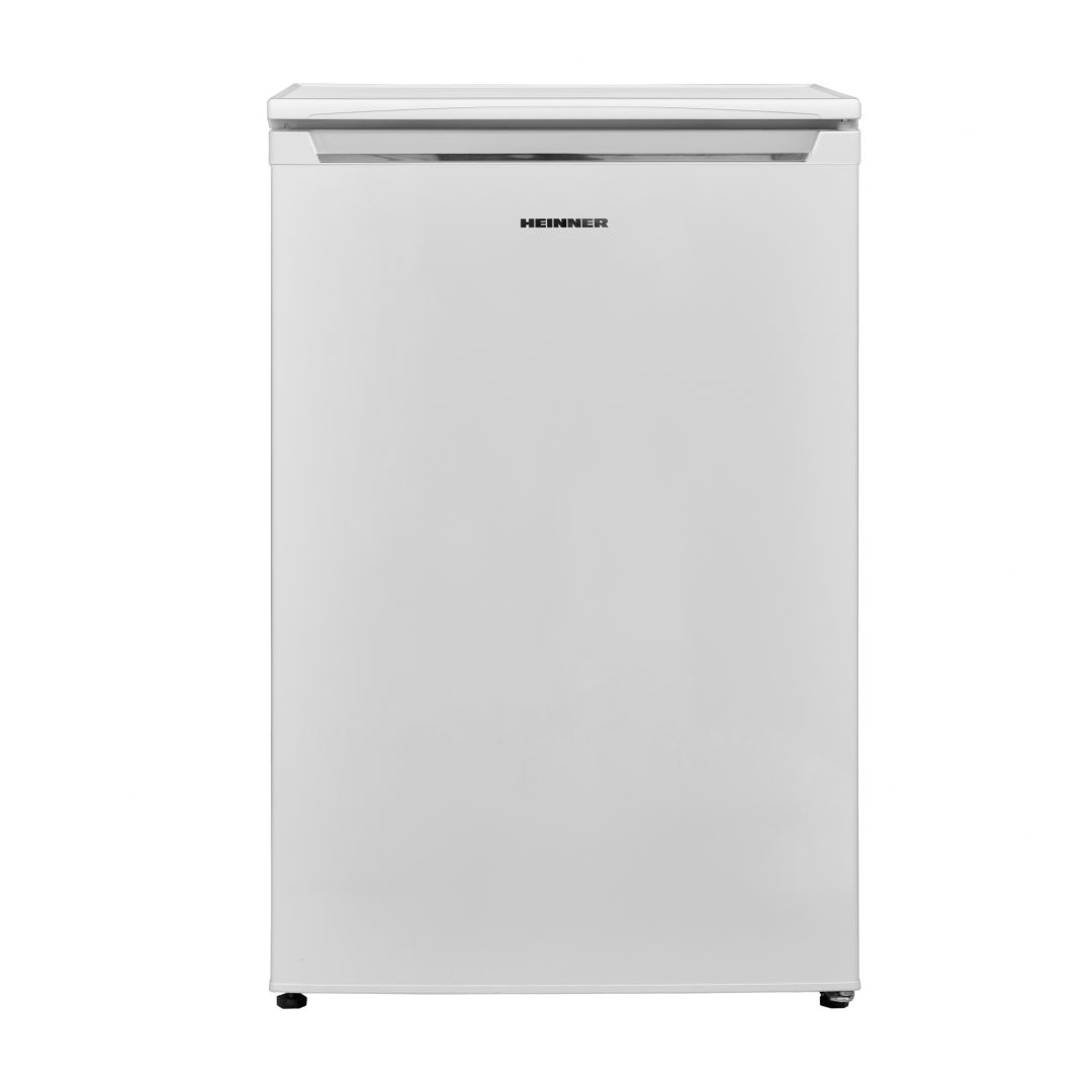 Frigider Heinner HF-V122E++,  clasa energetica: E, capacitate totala: 122L, capacitate frigider: 125L, capacitate congelator: 17L, control mecanic cu termostat reglabil, lumina LED, raft  din sticla, compartiment pentru fructe si legume, usa reversibila, capacitate congelare: 2.6kg/24h, dimensiuni_1