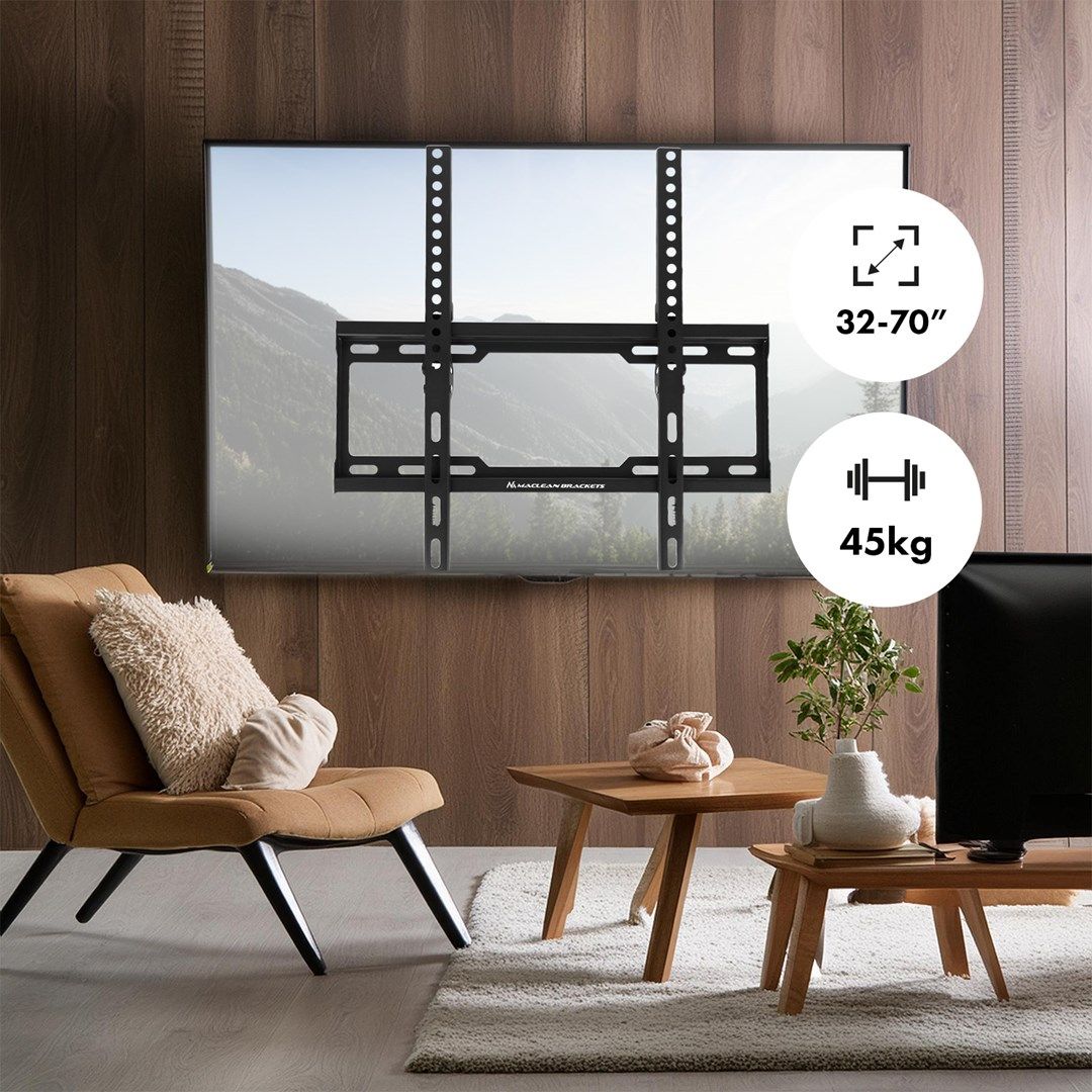 Maclean TV MC-412 Wall Mount Bracket 32 -70  VESA 400x400 45kg Tilting Universal Adjustable Spirit Level Mounting Accessories_6