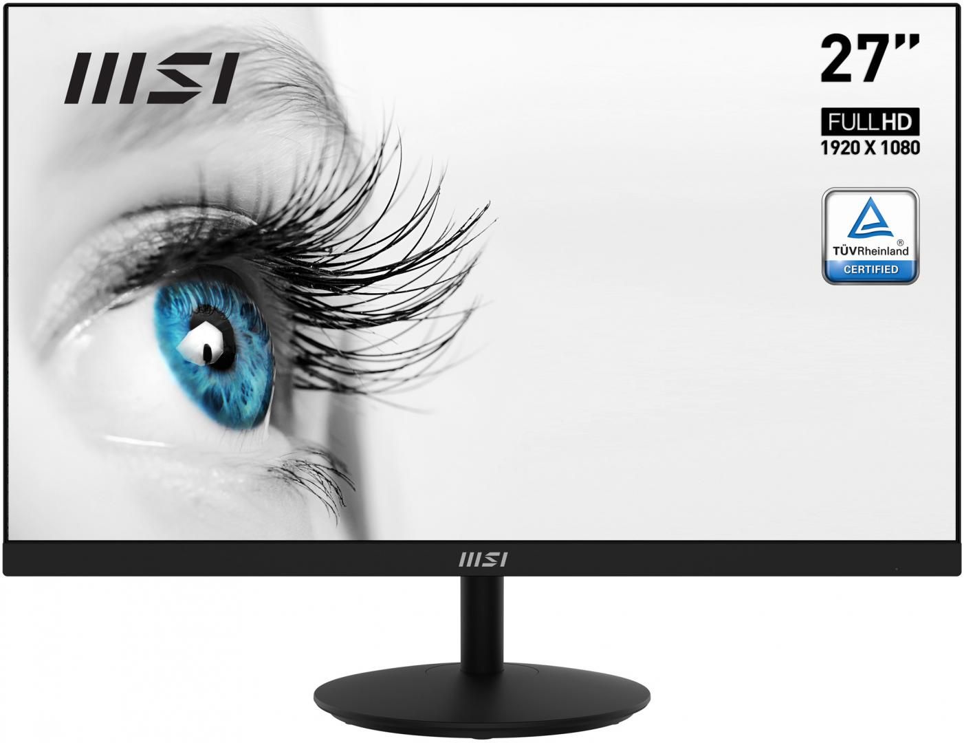 Monitor MSI 27  PRO MP271A, Diagonal (inch): 27, Diagonal (cm): 69, Aspect ratio: 16:9, Panel: IPS, Resolution: 1920x1080, Refresh Rate: 100Hz, Response time GtG: 4ms, Response time MPRT: 1ms, Brightness (max): 300 cd/m², Contrast (static) : 1000:1, Viewing angle: 178° (H) / 178° (V), Color Gamut