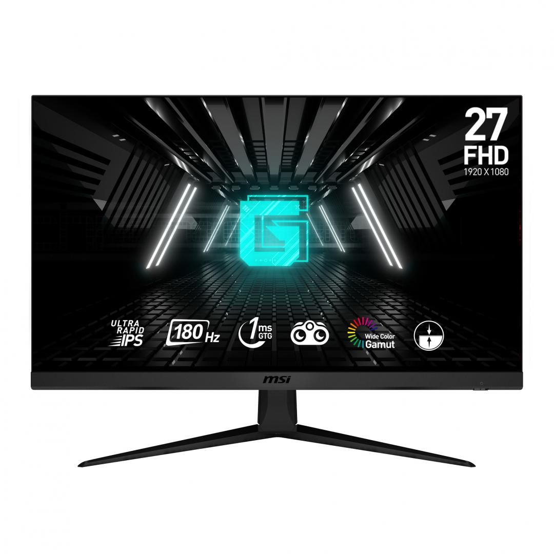 Monitor MSI 27  G2712F, Diagonal (inch): 27, Diagonal (cm): 69, Aspect ratio: 16:9, Panel: IPS, Resolution: 1920x1080, Refresh Rate: 180Hz, Response time GtG: 1ms, Brightness (max): 300 cd/m², Contrast (static) : 1000:1, Contrast (dynamic): 100M:1, Viewing angle: 178° (H) / 178° (V), Color Gamut