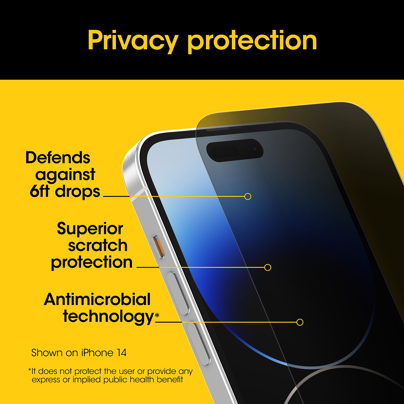 OB PREM PRO GLASS ANTIMICROBIAL/PRIVACY APPLE IPHONE 15 CLEAR PP_4