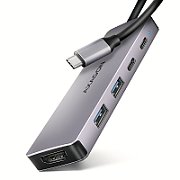 Hub USB HMC-5H60, USB-C 3.2 Gen 1, 2x USB-A, 4K/60Hz HDMI, PD 100W, 15cm USB-C_1