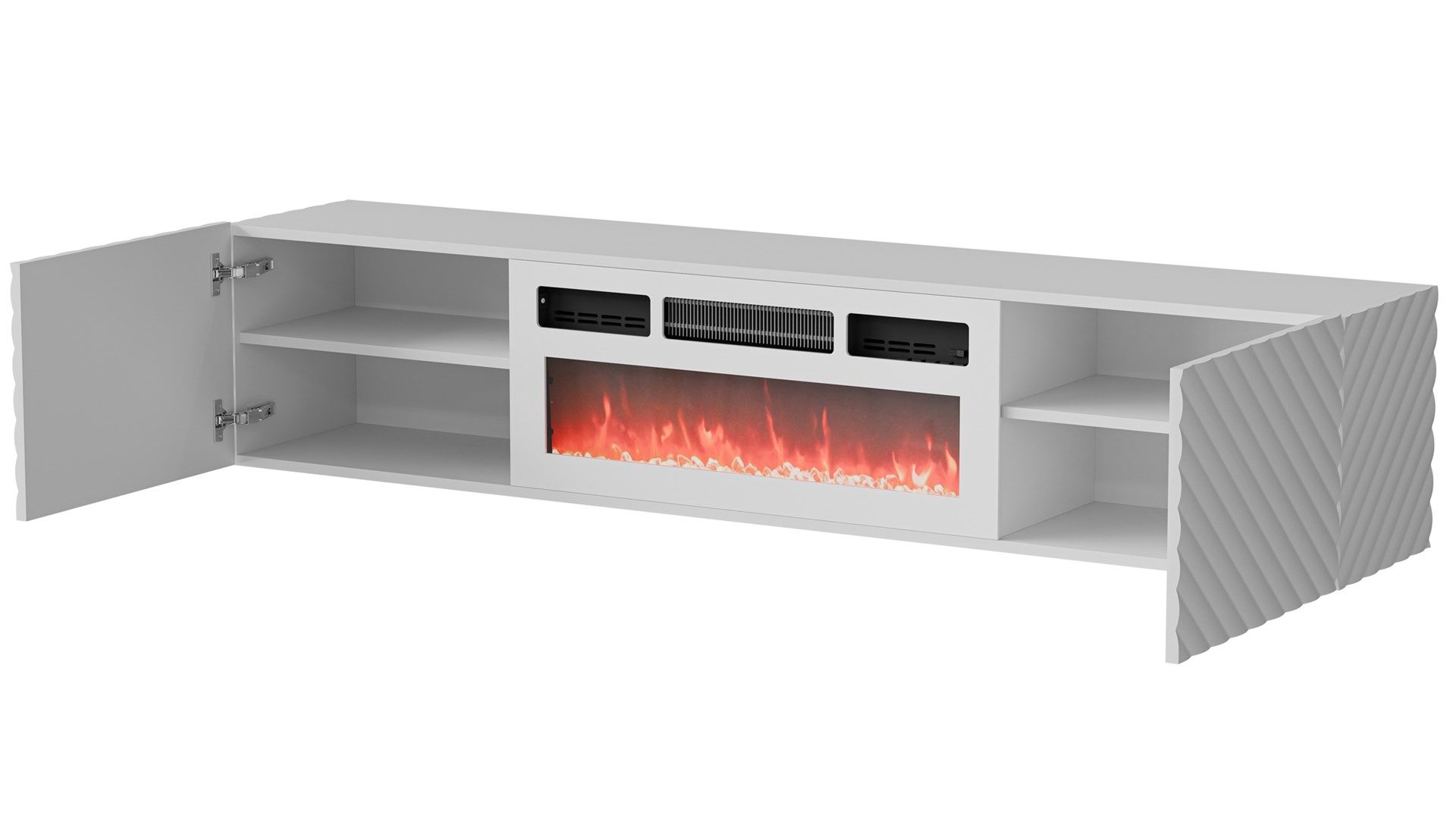 Cama RTV cabinet LARA 183x35x37 white matt + white mantelpiece_2