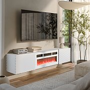 Cama RTV cabinet LARA 183x35x37 white matt + white mantelpiece_3