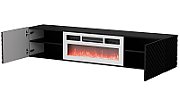 Cama RTV cabinet LARA 183x35x37 black matt + white fireplace_2