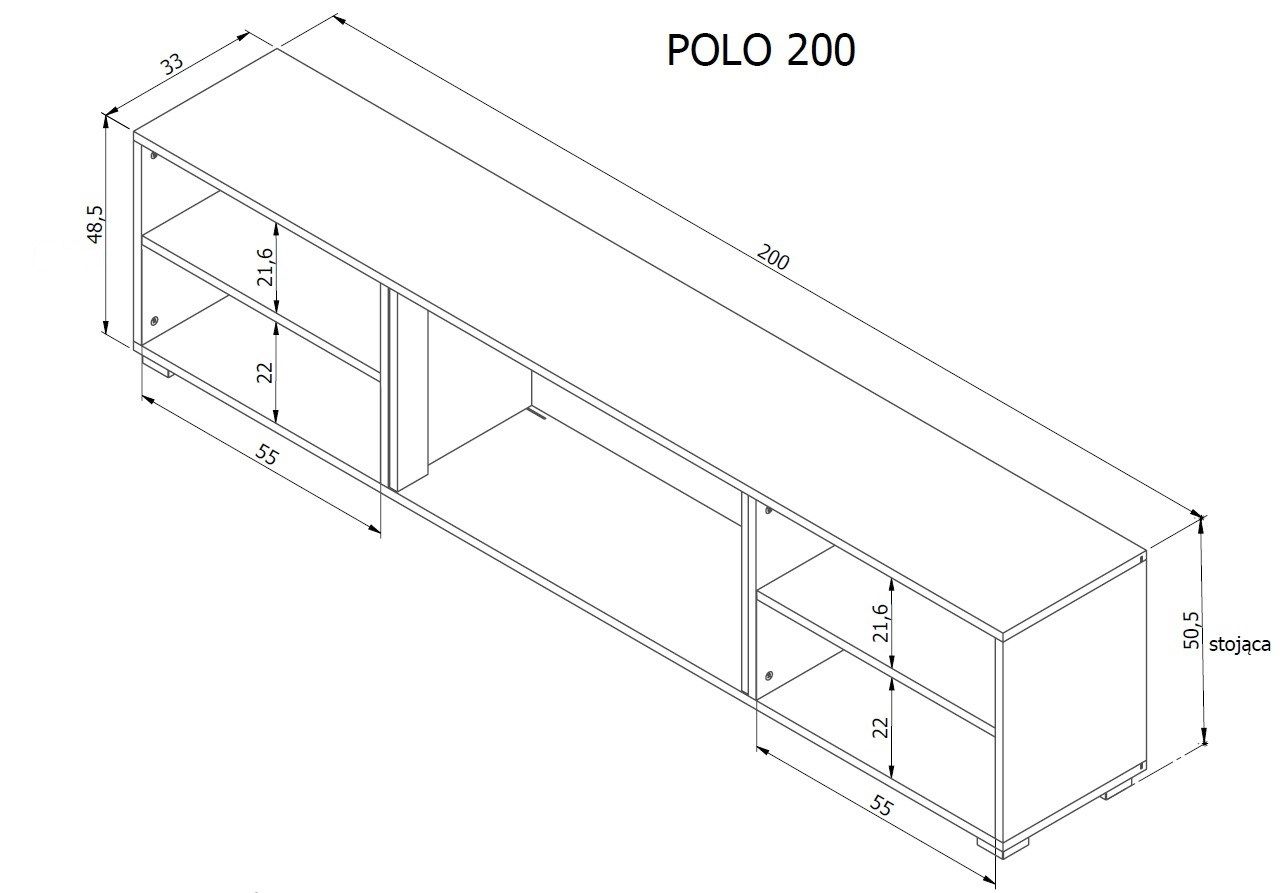 RTV cabinet POLO 200x33x50.5 white + fireplace black_3
