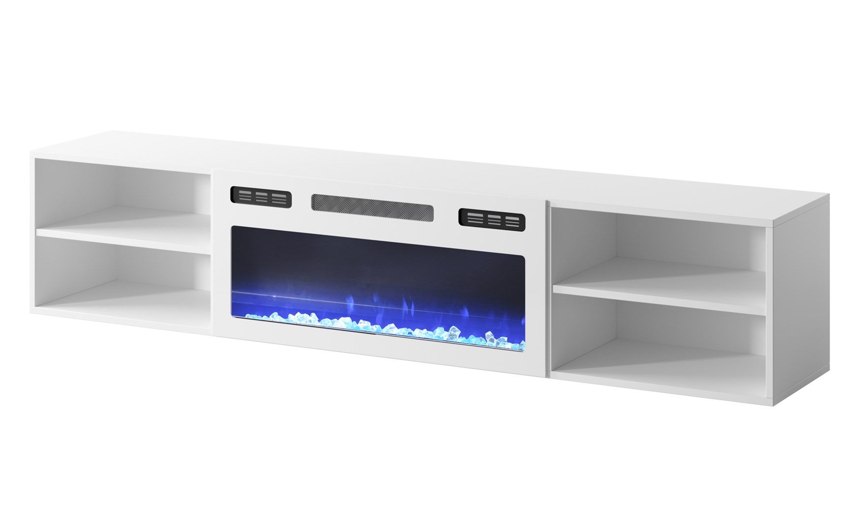 RTV cabinet POLO 180x33x39 white + fireplace white_2