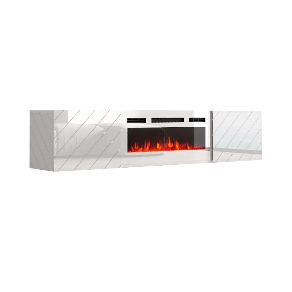 RTV LUXE cabinet 182.6x34.5x37.5 white/gloss white + white mantelpiece_1