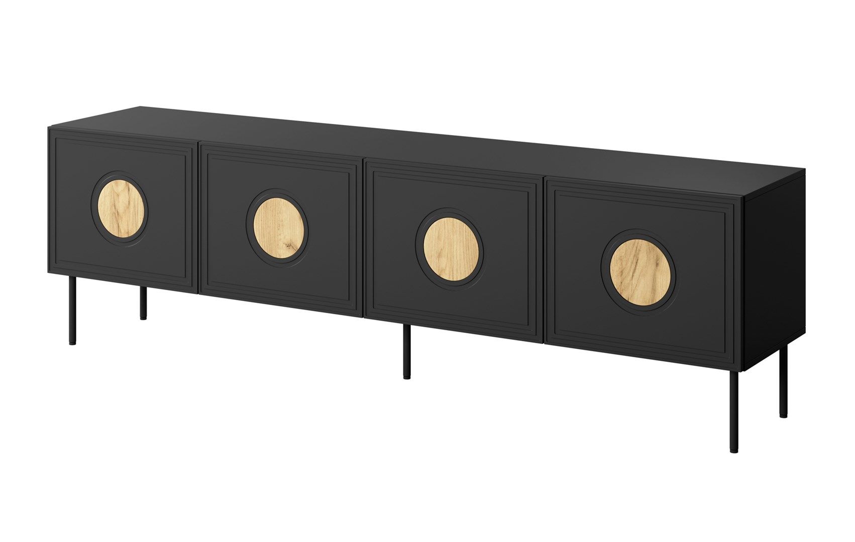 RTV cabinet PALAZZO 200x42x60 black + oak craft_1