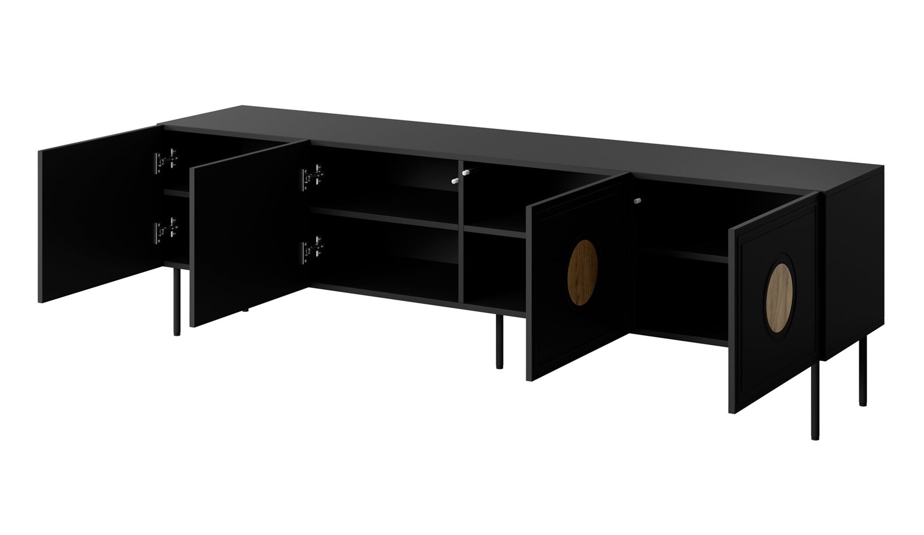 RTV cabinet PALAZZO 200x42x60 black + oak craft_2