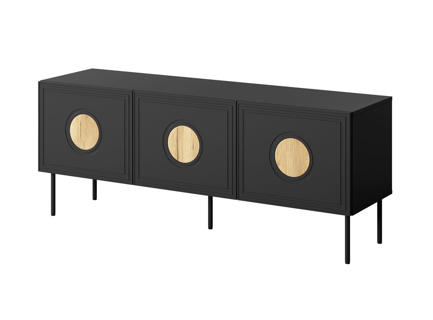 RTV cabinet PALAZZO 150x42x60 black + oak craft_1