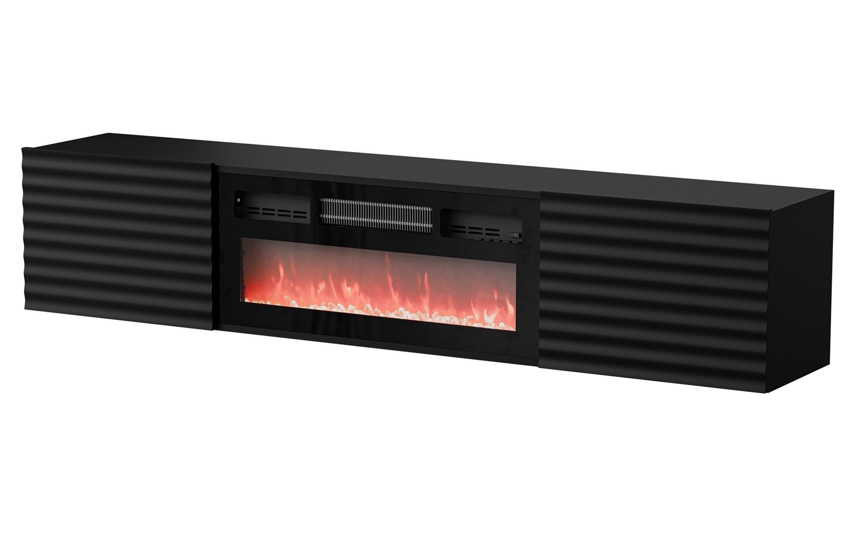 Cama RTV cabinet TULA 183x35x37 black matt + black fireplace_1