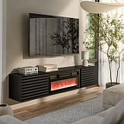 Cama RTV cabinet TULA 183x35x37 black matt + black fireplace_3