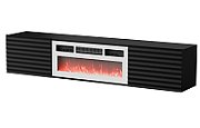 Cama RTV cabinet TULA 183x35x37 black matt + white fireplace_1