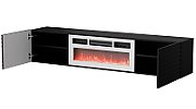 Cama RTV cabinet TULA 183x35x37 black matt + white fireplace_2