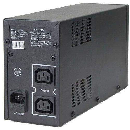 UPS GEMBIRD Line Interactive,   650VA/ 390W, AVR, 2 x socket IEC, indicatie status cu LED, 1 baterie 12V/7Ah, Backup: pana la 8 - 20 min., incarcare: pana la 12h, 