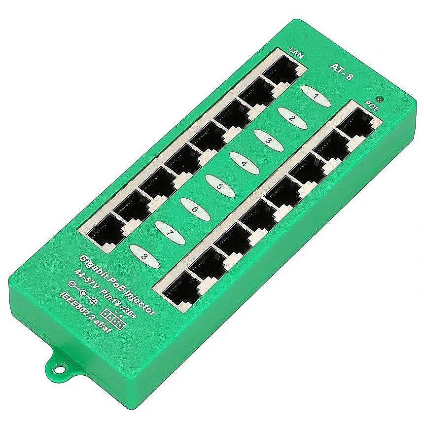Extralink 8 Ports | Gigabit PoE Injector | Active  8 Gigabit 802.3at/af ports  Mode A_1