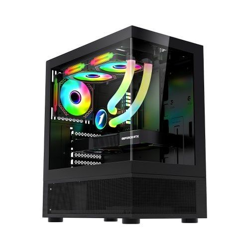 Carcasa 1STPLAYER MI7-A Mid Tower ARGB NEGRU, Tempered Glass, Sloturi Expansiune 7, Drive Bays: 1x3.5
