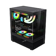 Carcasa 1STPLAYER MI7-A Mid Tower ARGB NEGRU, Tempered Glass, Sloturi Expansiune 7, Drive Bays: 1x3.5
